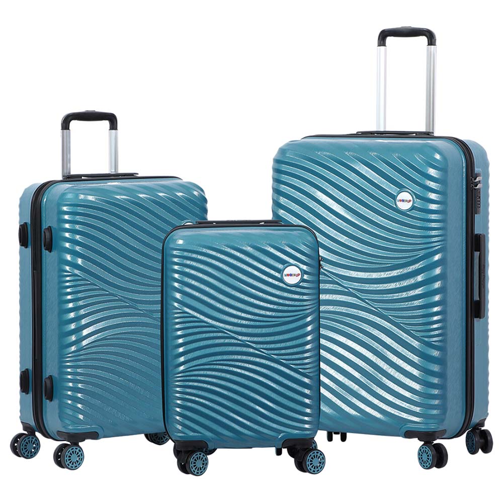BiggDesign - Moods Up Hard Luggage Sets With Spinner Wheels Steel - 3pcs - Blue