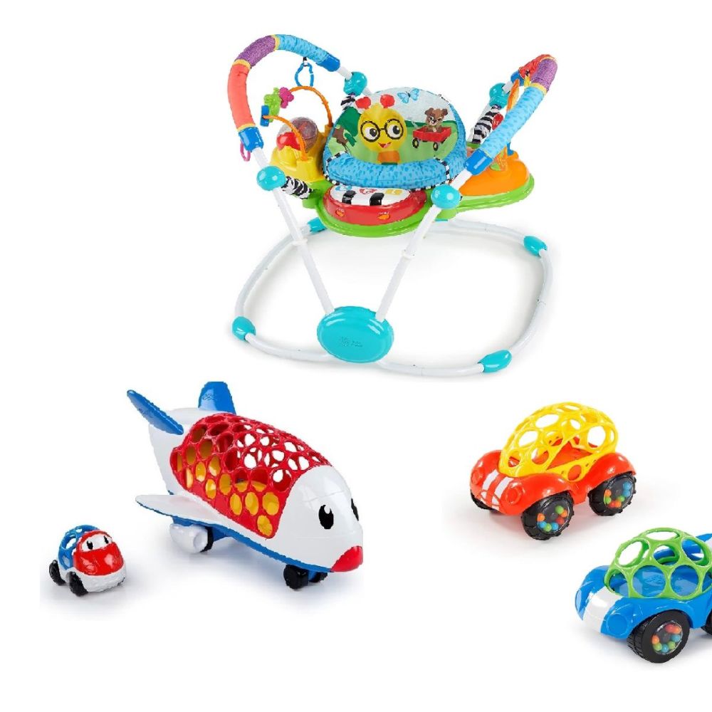 Oball - Go Grippers Cargo Jet, Rattle & Roll Toy & Friends Activity Jumper