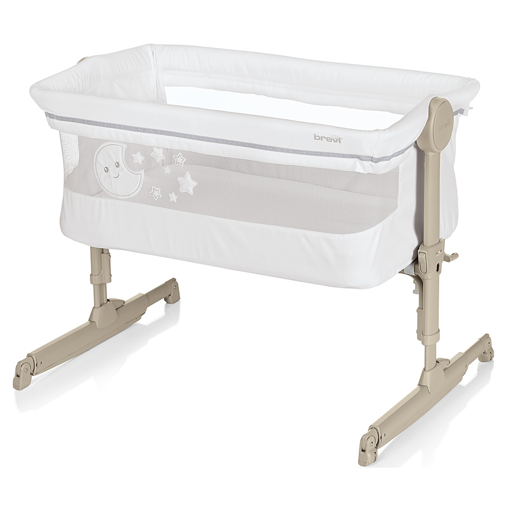 Brevi Nanna Oh Rocking Bedside Crib - White Grey