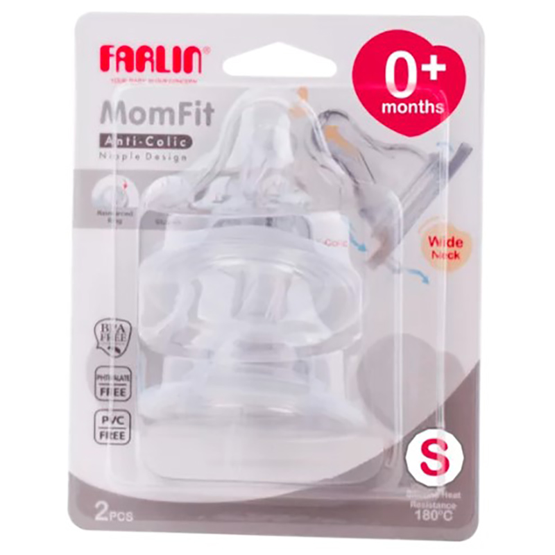 Farlin - Anti-Colic Silicon Nipple Wide Neck - S - Clear