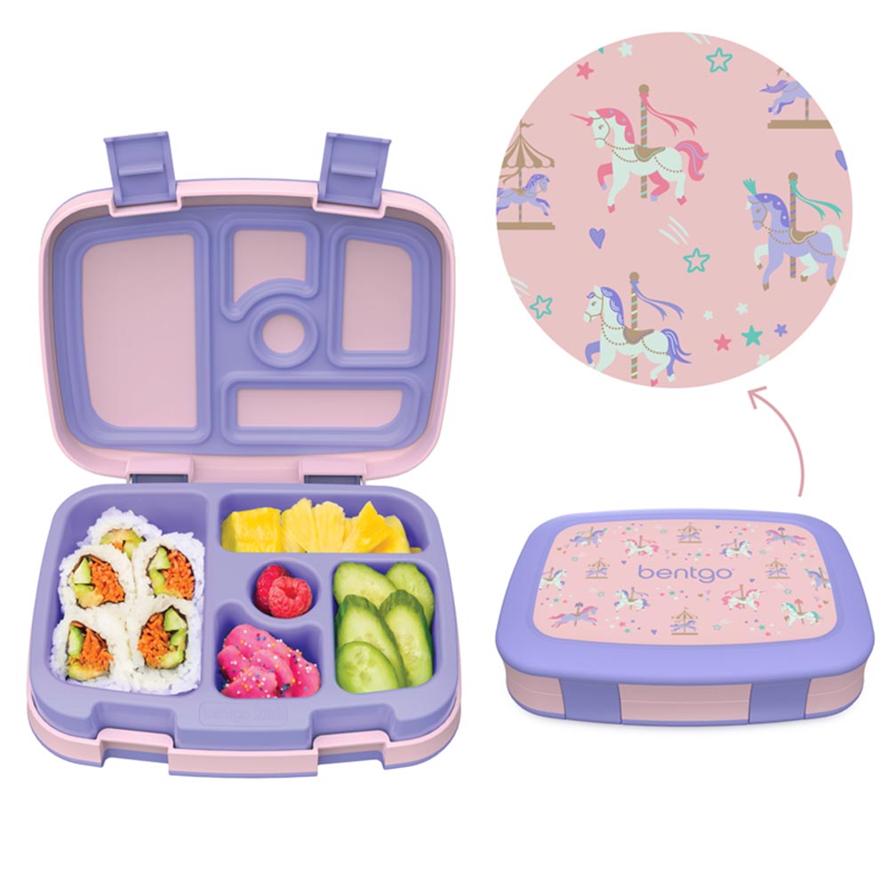Bentgo - 5 Compartments Kids Prints Lunchbox - Carousel Unicorns