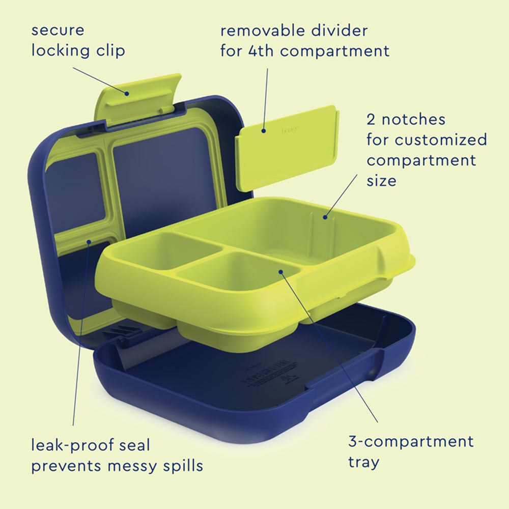 Bentgo - 3-4 Compartments Pop Lunchbox - Navy Blue/Chartreuse