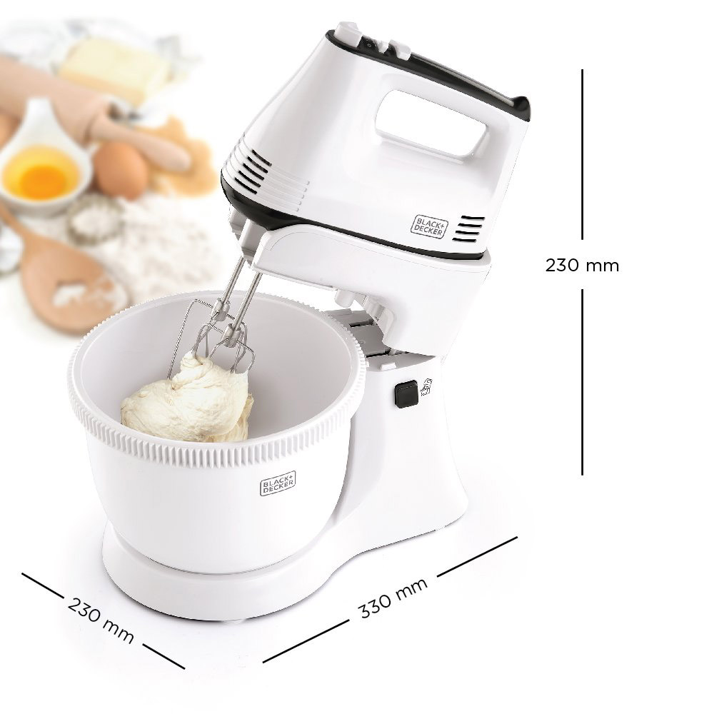 Black+Decker 300w Bowl And Stand Mixer - White