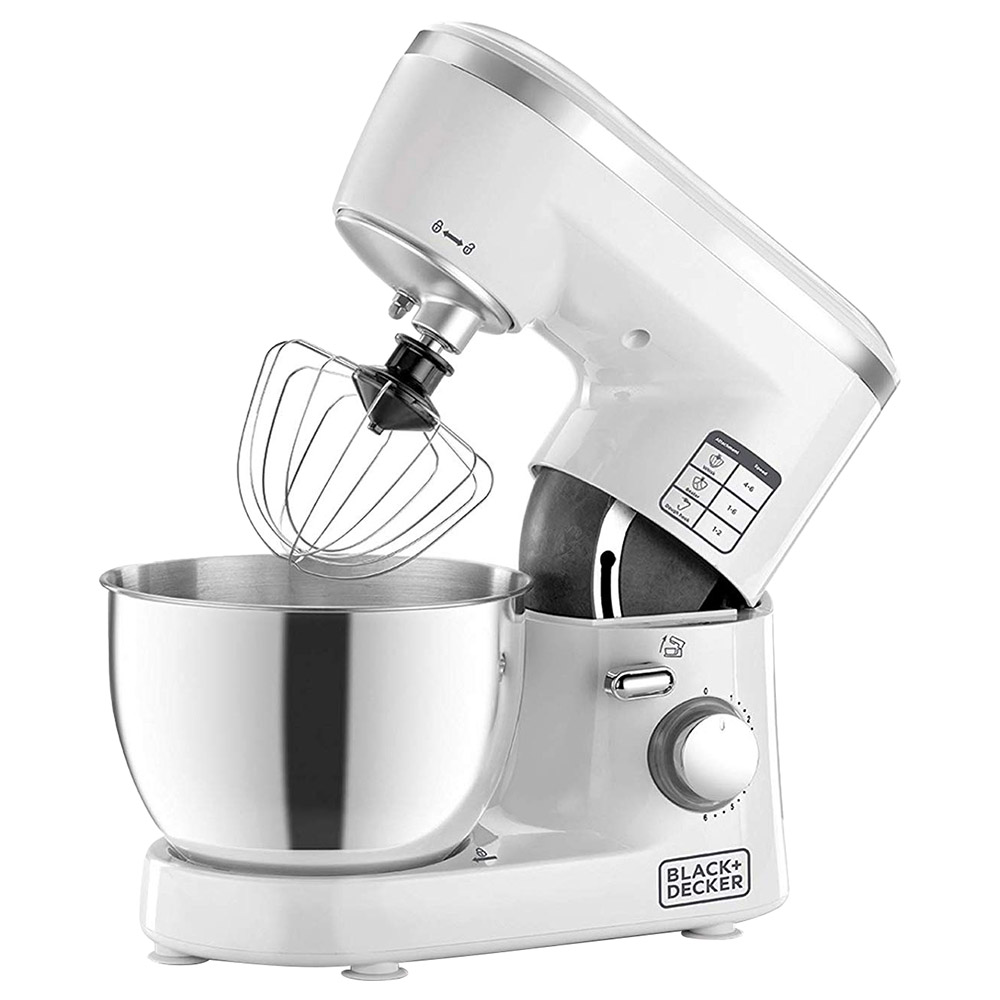 Black+Decker 1000W Stand Mixer - White