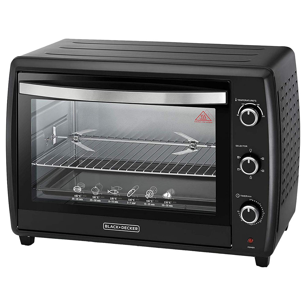 Black+Decker 70L Glass Toaster Oven Rotisserie - Black