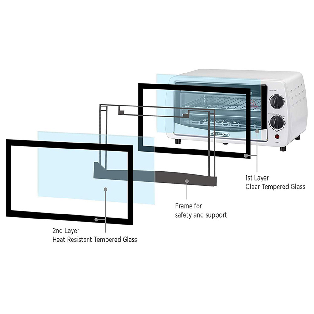 Black+Decker 9L Double Glass Toaster Oven - White