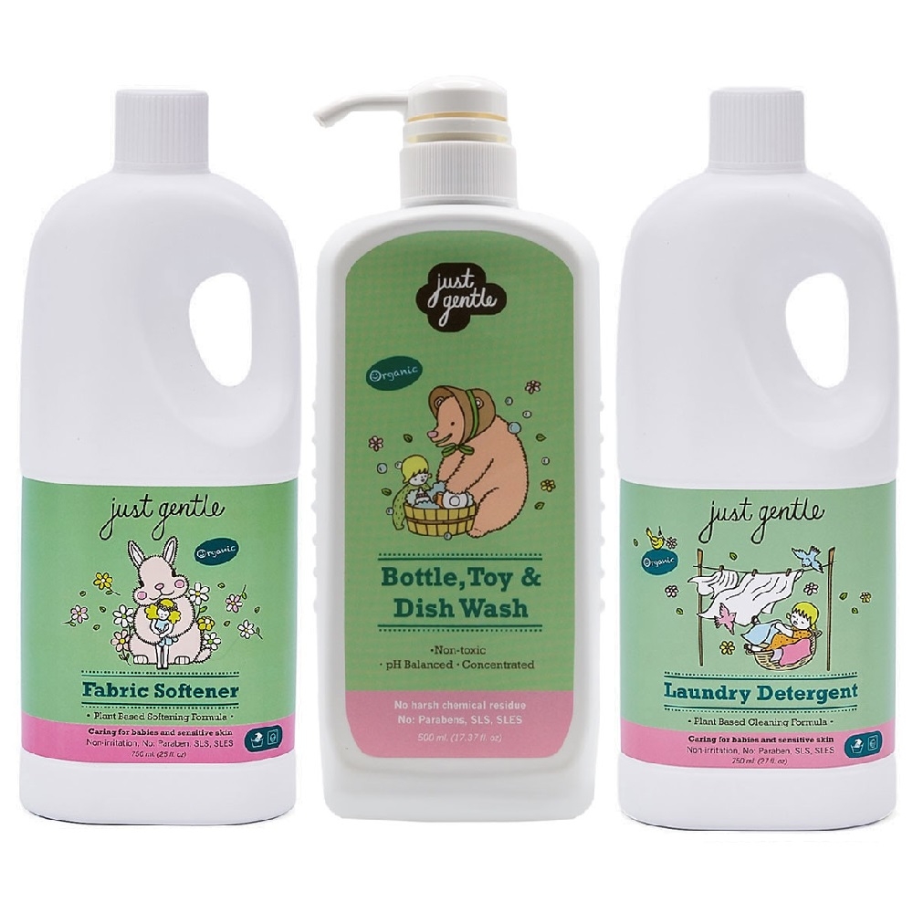 Just Gentle - The 3 Musketeers Laundry Baby Detergent And Toys Wash Bundle