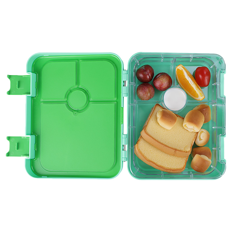 Bonjour - Dual Clip 4/6 Compartment Bento Lunch Box - Green Penguin