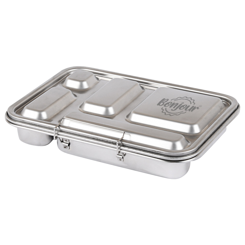 Bonjour - 5 compartments Steel Lunch Box - Grey