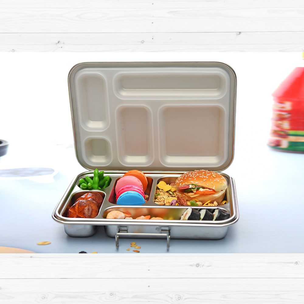 Bonjour - 5 compartments Steel Lunch Box - Grey