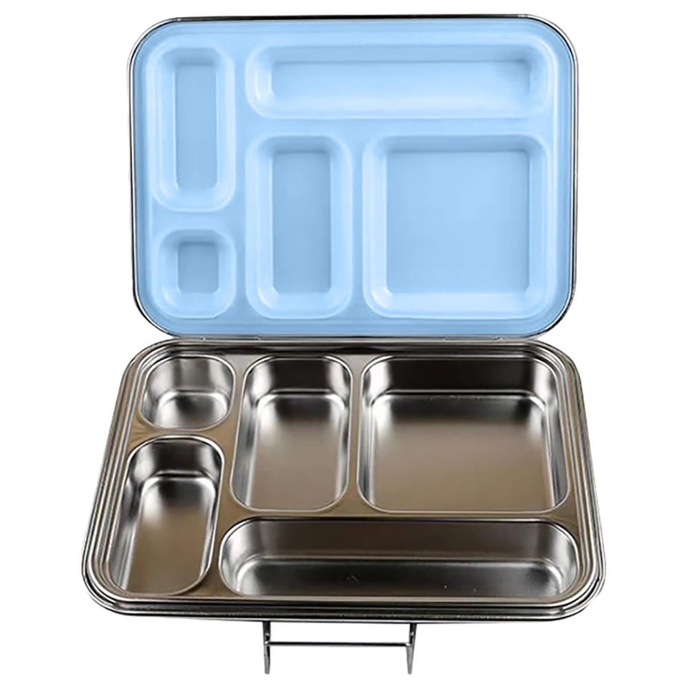Bonjour - 5 Compartment Stainless Steel Bento Lunch Box - Blue