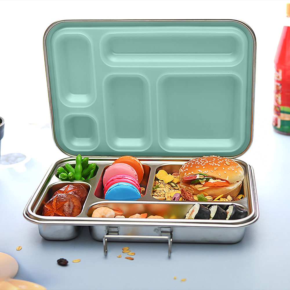 Bonjour - 5 Compartment Stainless Steel Bento Lunch Box - Green