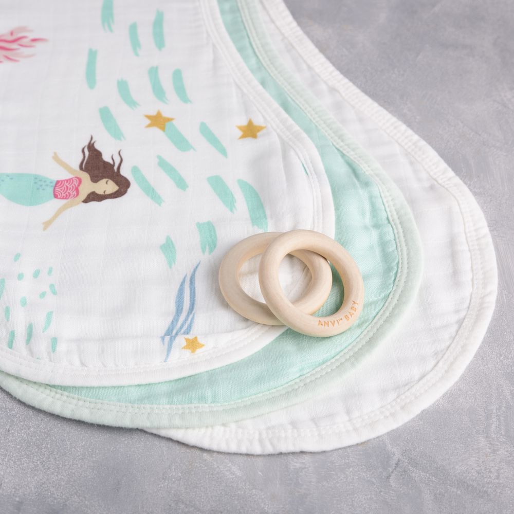 Anvi Baby - Burp & Bib Cloth - Pack of 3 - Mermaids