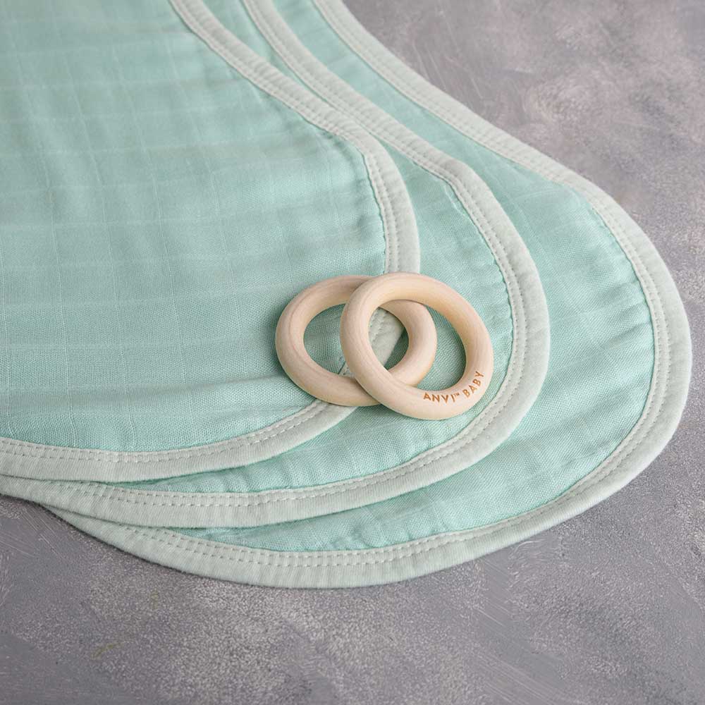 Anvi Baby Organic Burp & Bib Cloth Pack of 3 Mint - Green