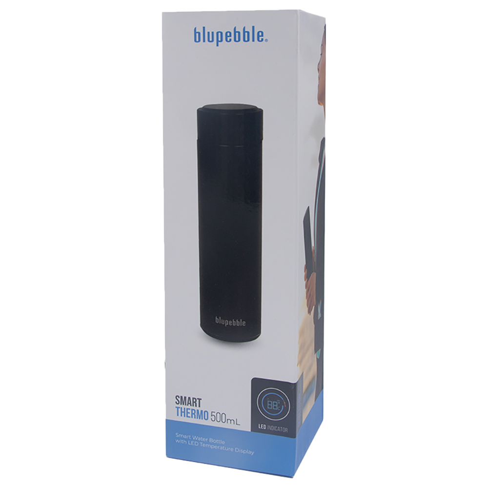 Blupebble - Smart Water Bottle With LED Temperature Display - Black