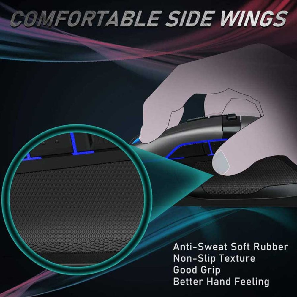 Aula - F808 Wind RGB Gaming Mouse With Rainbow Backlight - Black