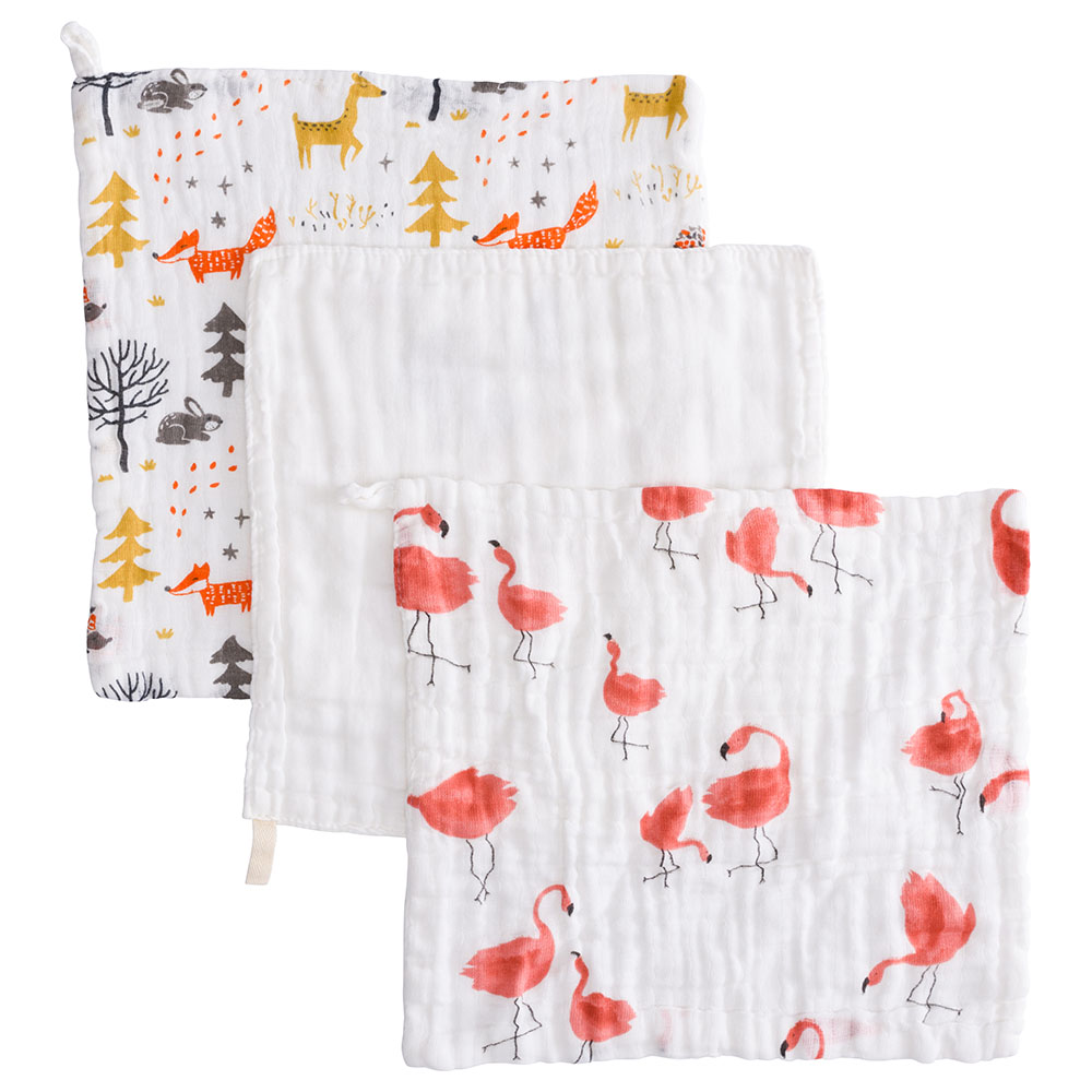 Anvi Baby Organic Flamingo & Fox Face & Burp Cloth