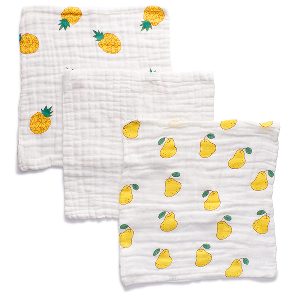 Anvi Baby Organic Muslin Quite a Pear Face Cloth - 3 Pcs
