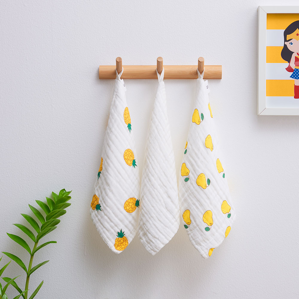 Anvi Baby Organic Muslin Quite a Pear Face Cloth - 3 Pcs