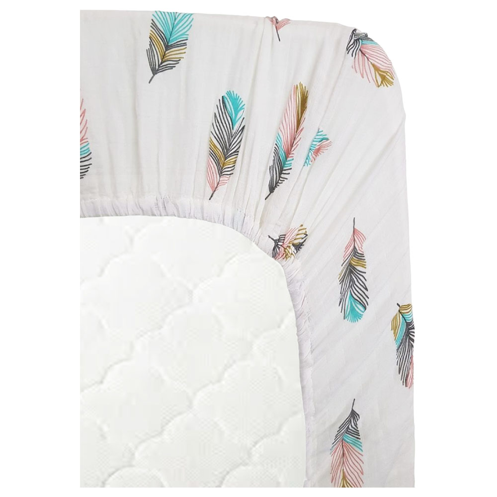 Anvi Baby - Organic Bamboo Muslin Fitted Sheet - Feathers