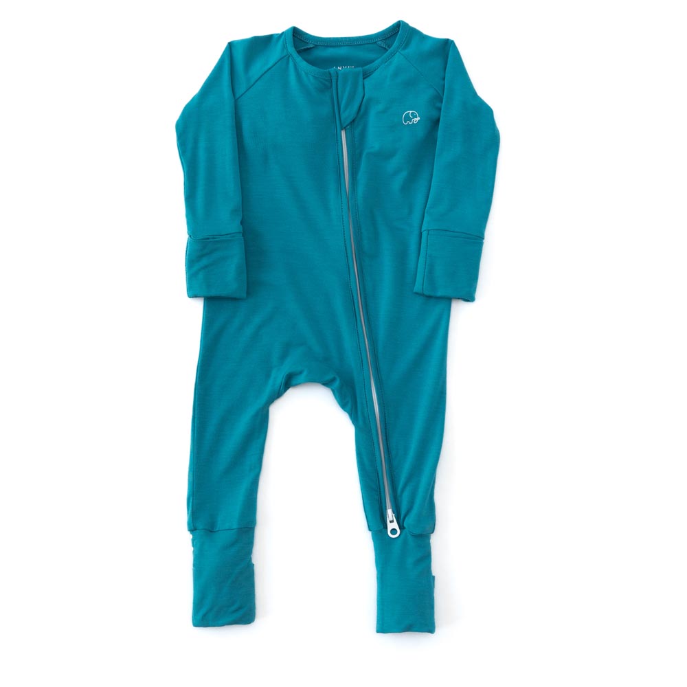 Anvi Baby Organic Solid Zipper Sleepsuit - Blue