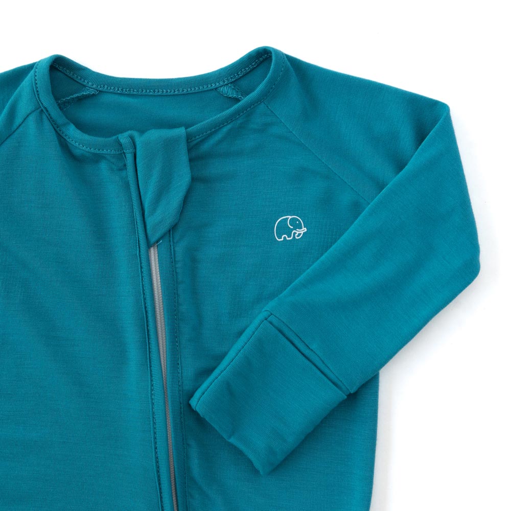 Anvi Baby Organic Solid Zipper Sleepsuit - Blue