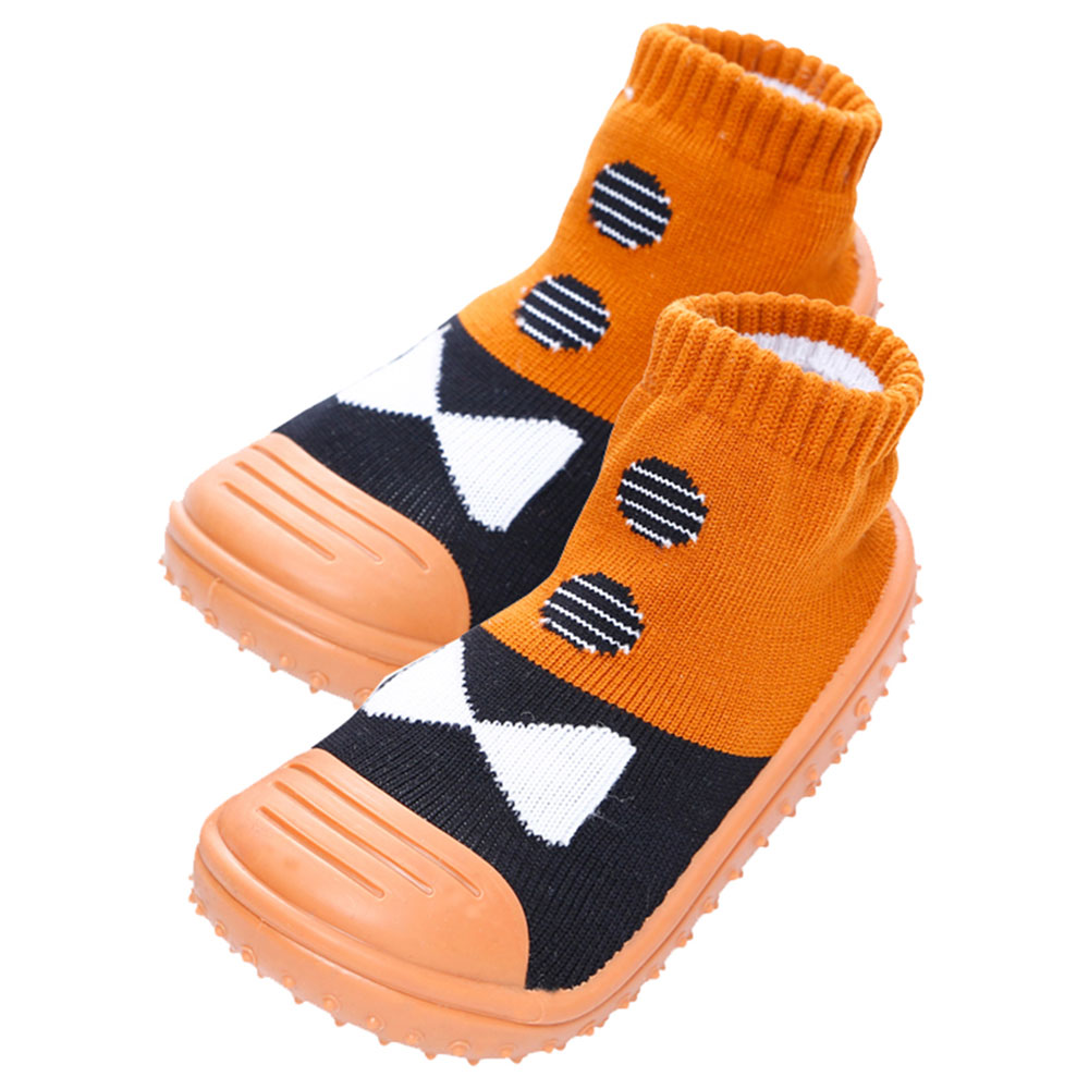 Cool Grip Baby Shoe Socks Bow Tie - Brown