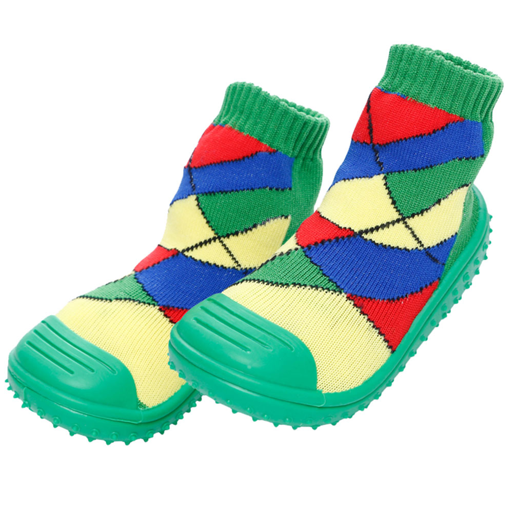 Cool Grip Baby Shoe Socks Checker - Green