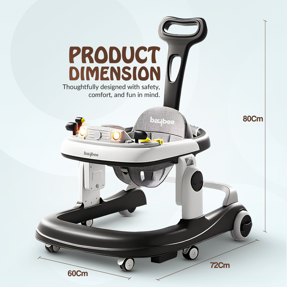 Baybee - 2-In-1 Rollo Baby Walker With Push Handle - Multicolor