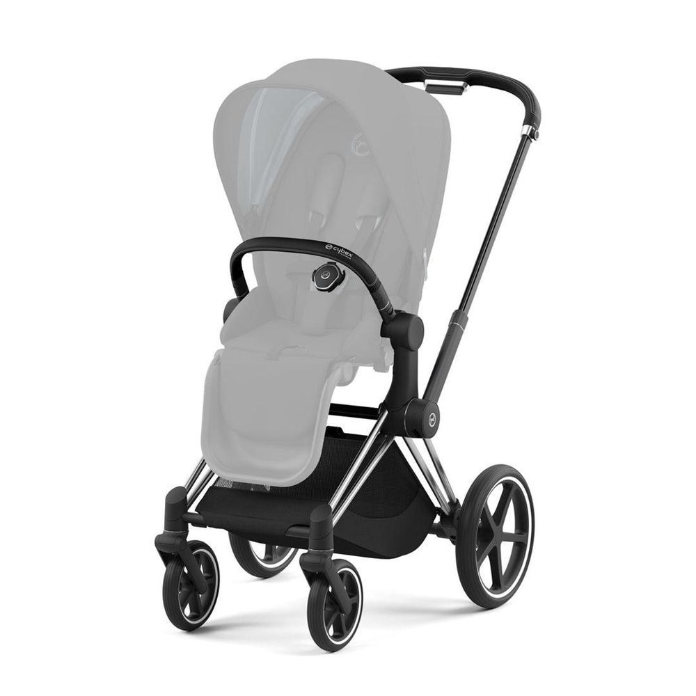 Cybex - Hardpart Priam Frame - Chrome Black With Priam Seat Pack - Soho Grey