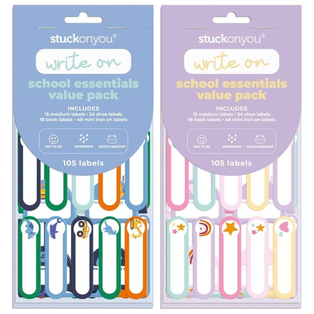Stuck On You - School Essentials Value Pack - 105 Labels - Pastel Party And Revs & Roars