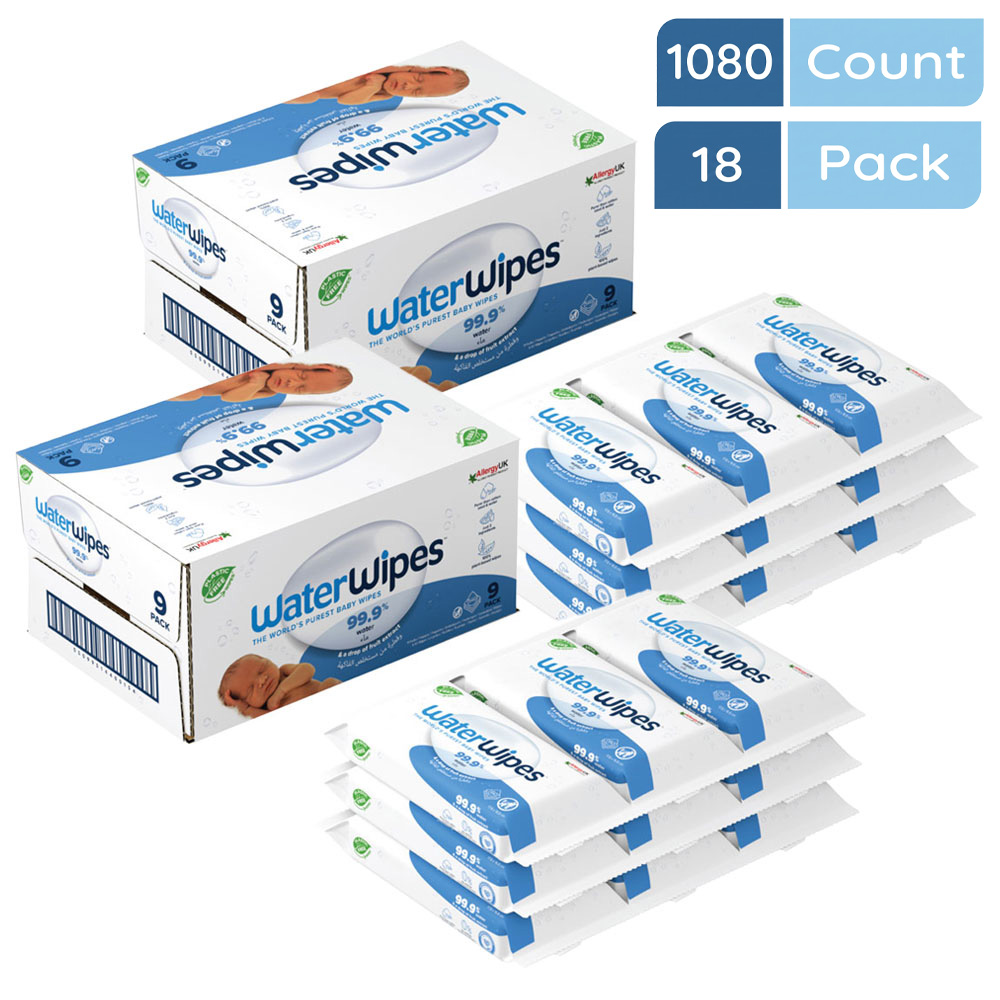 WaterWipes - Original Plastic Free Unscented Wet Wipes - 1080pcs