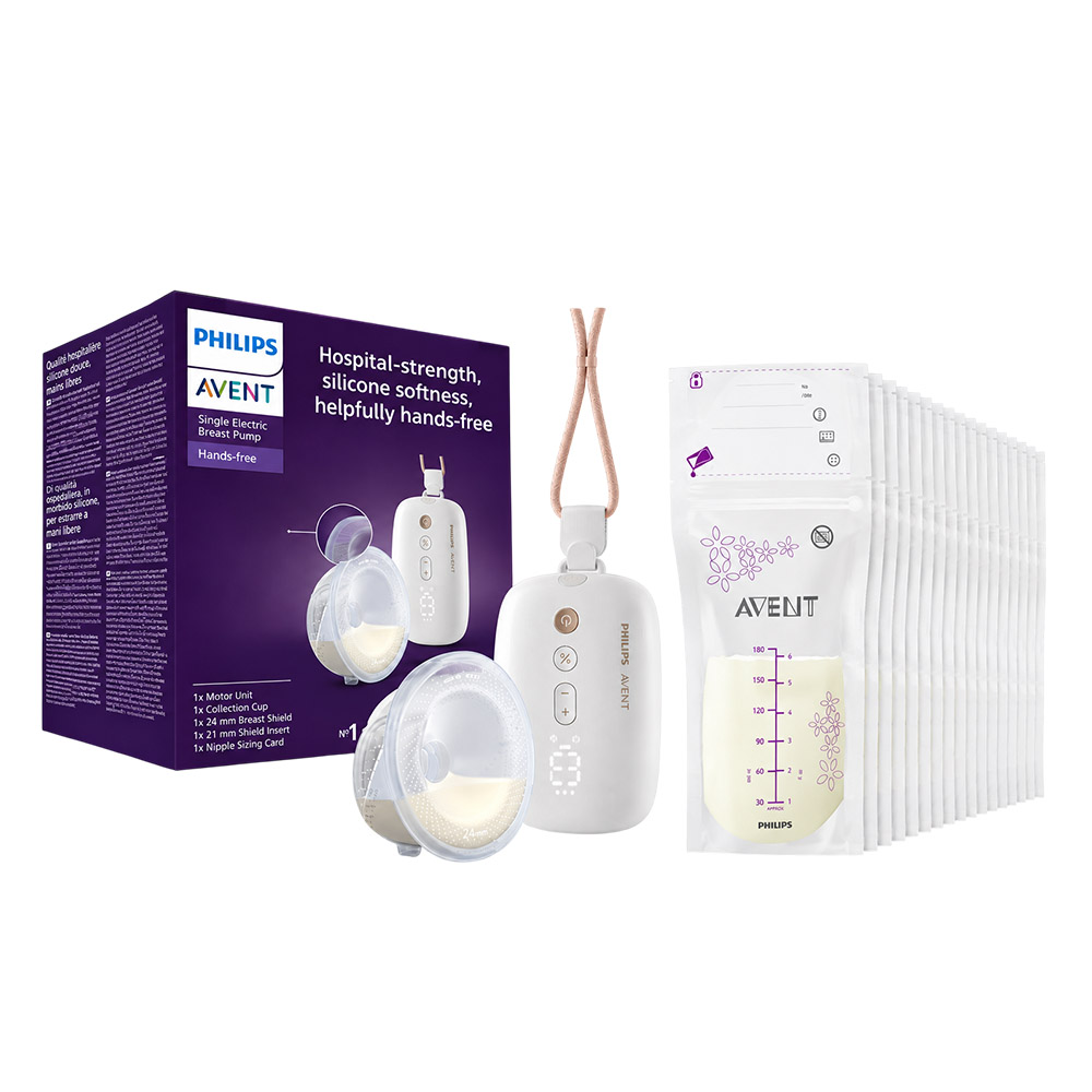 Philips Avent - Hands Free Single Electric Breast Pump With Free Breast Milk Bags - 180 ml - Pack of 25