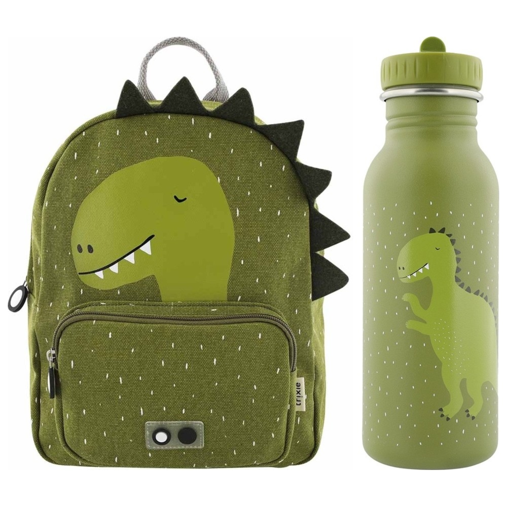 Trixie - Stainless Steel Bottle - 500 ml And Backpack - 12-Inch - Mr. Dino
