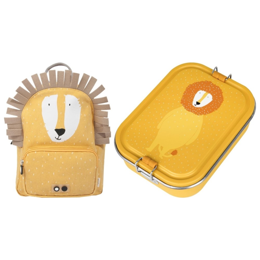 Trixie - Lunch Box With Two Compartments - Large And Backpack - 12-Inch - Yellow - Mr. Lion
