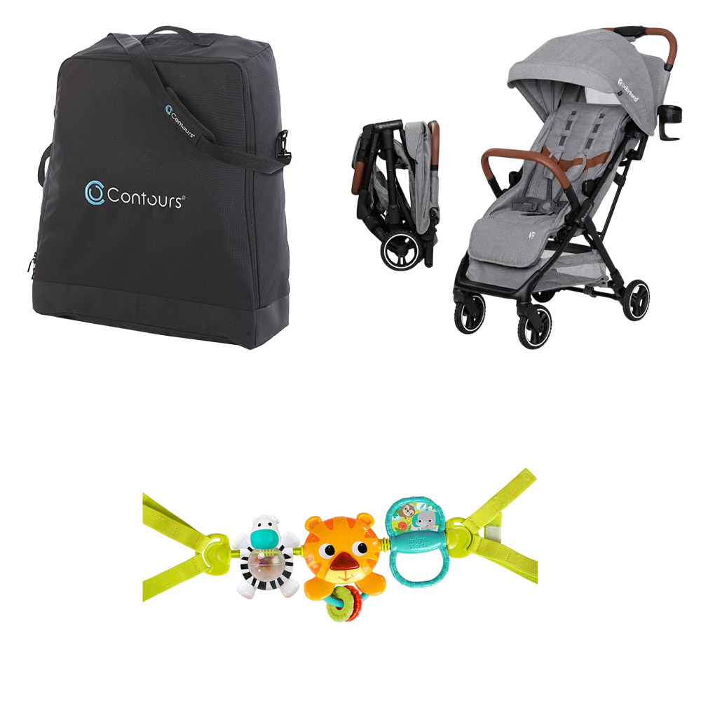 Baby Trend - Zenda Compact All-Terrain Stroller - Stellar Grey With Free Stroller Bag And Take Along Toy Bar