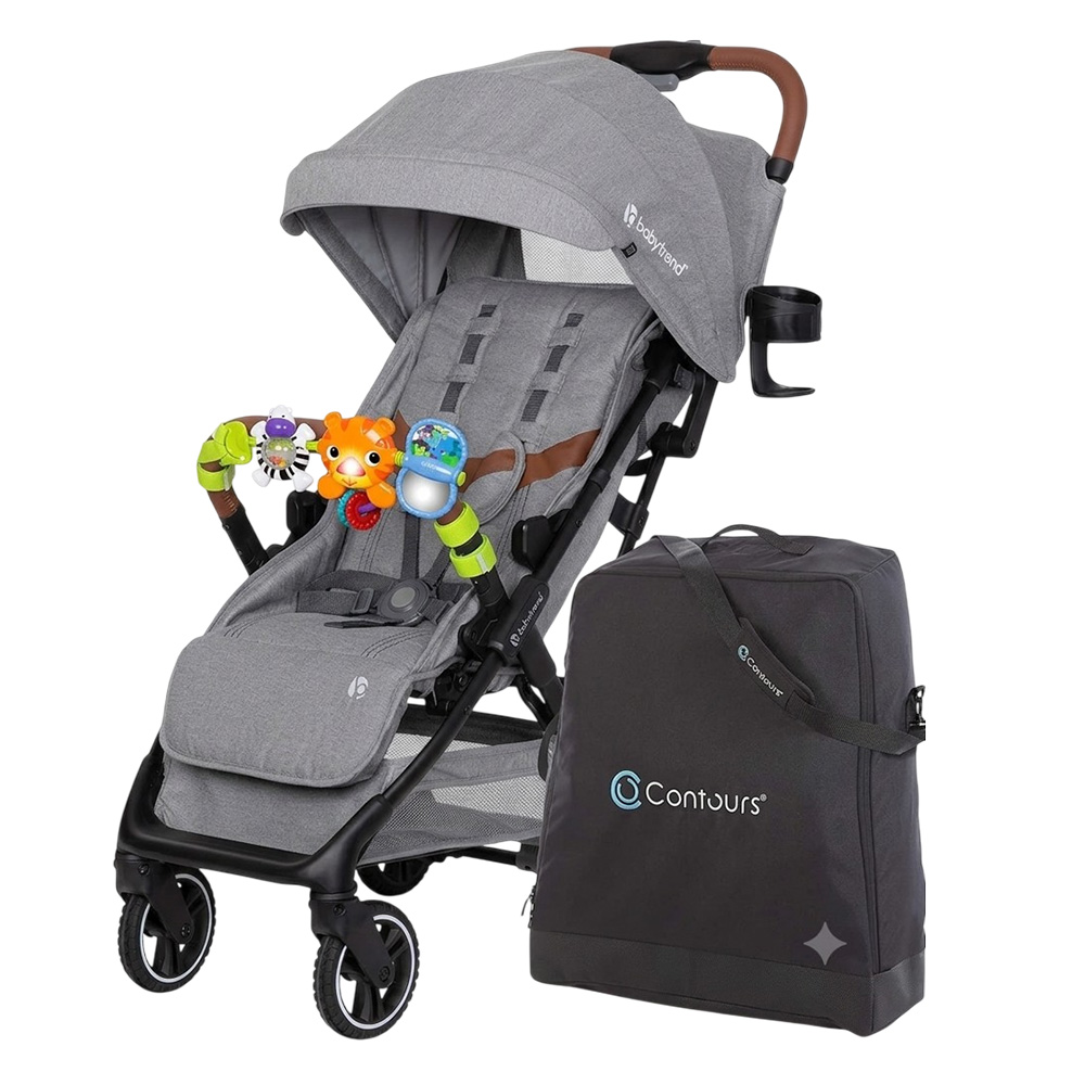 Baby Trend - Zenda Compact All-Terrain Stroller - Stellar Grey With Free Stroller Bag And Take Along Toy Bar