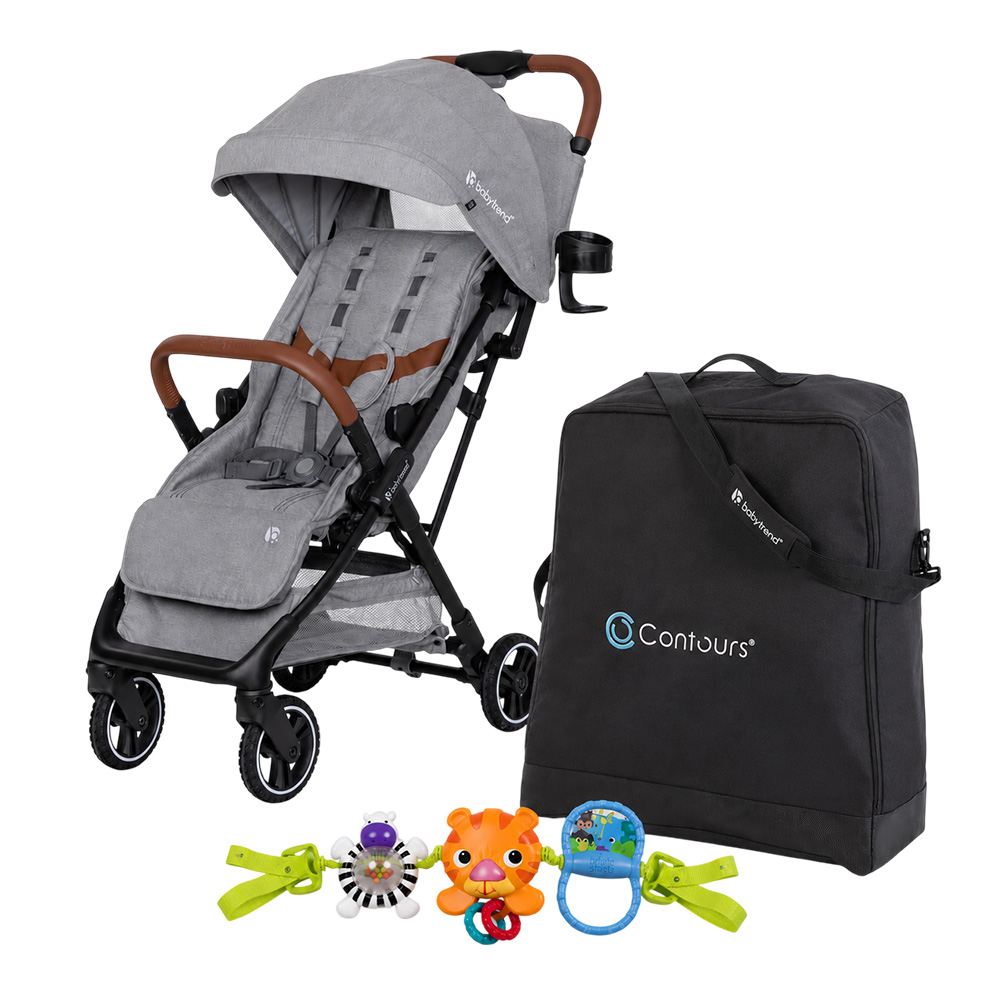 Baby Trend - Zenda Compact All-Terrain Stroller - Stellar Grey With Free Stroller Bag And Take Along Toy Bar