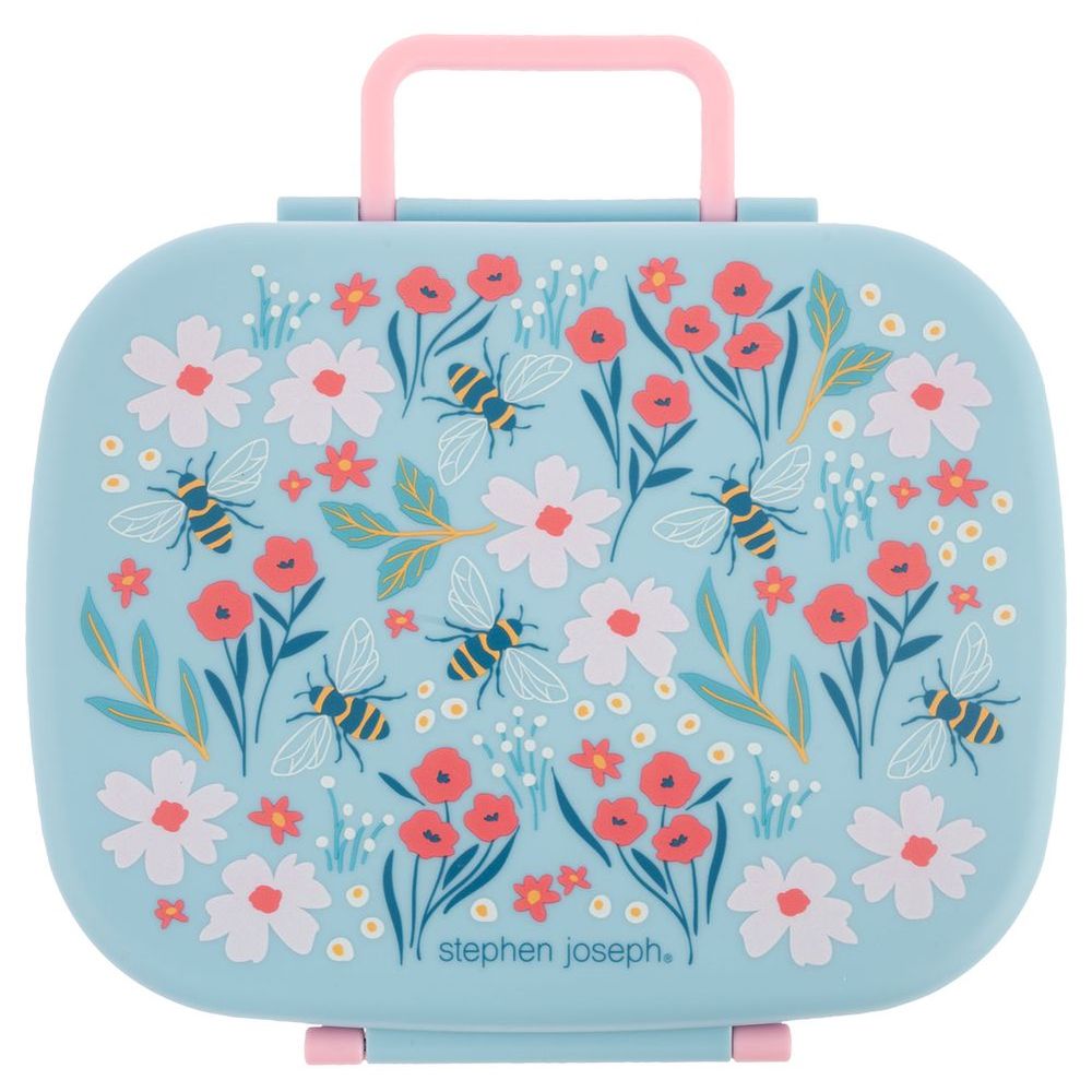 Stephen Joseph - 5 Compartments Bento Lunch Box And Insulated Stainless Steel Bottle With Handle - 414 ml - Bee