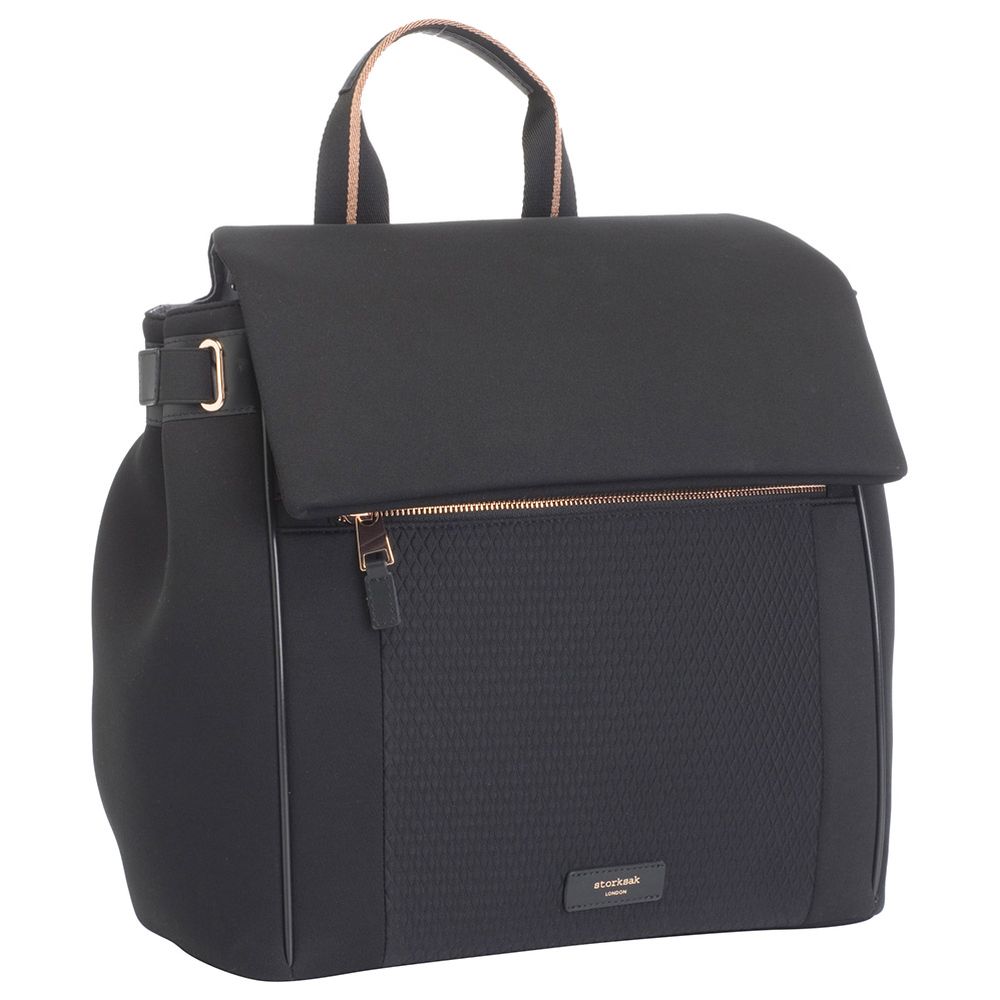 Storksak - St James Diaper Bag - Black Scuba With Storksak - Stroller Organiser Luxe - Black Scuba
