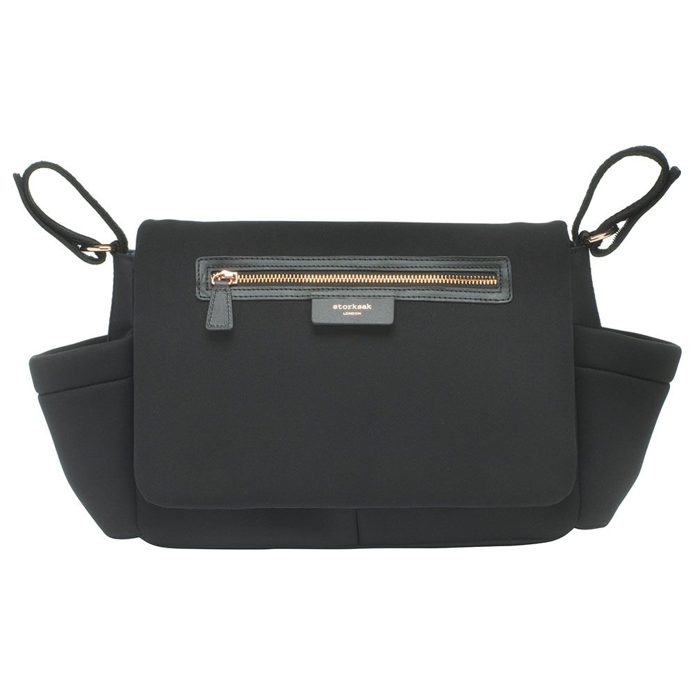 Storksak - St James Diaper Bag - Black Scuba With Storksak - Stroller Organiser Luxe - Black Scuba