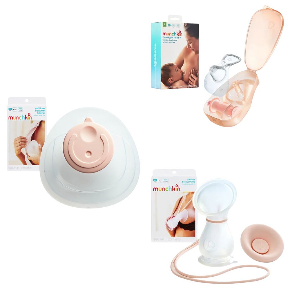 Munchkin - Flow Nipple Shield - 24 mm With Silicone Manual Breast Bump And Collector Cup - 42 ml