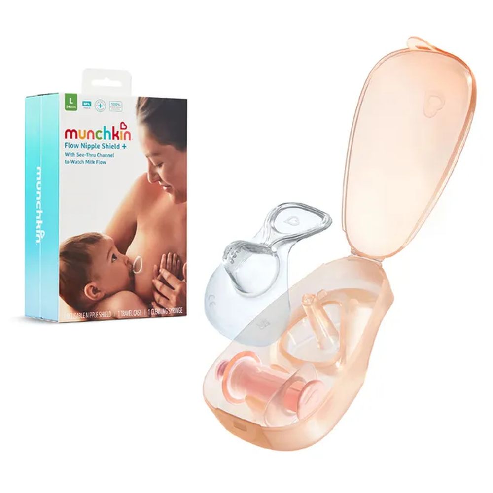 Munchkin - Flow Nipple Shield - 24 mm With Silicone Manual Breast Bump And Collector Cup - 42 ml