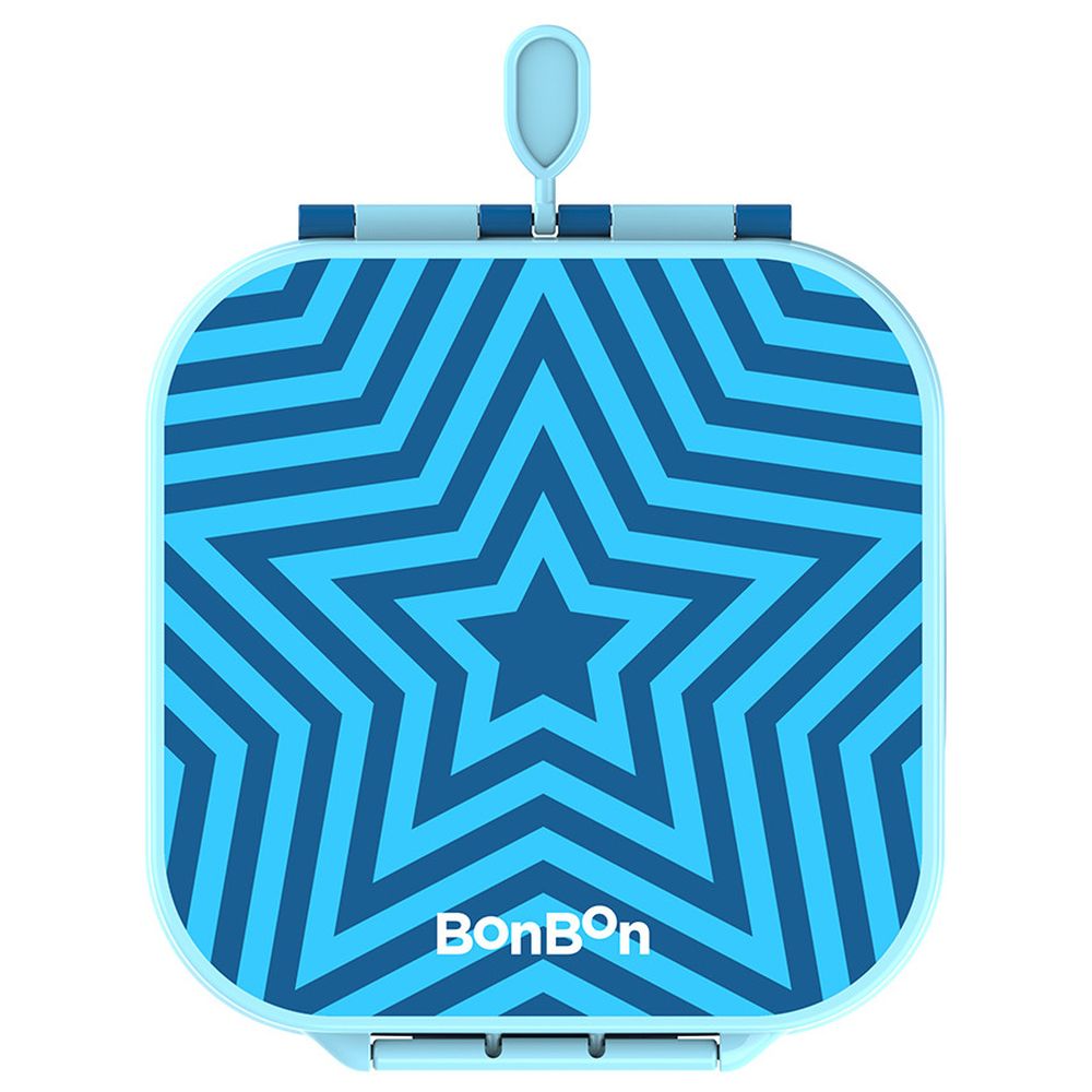 Bonbon - 3/4-Compartment Star Lunch Box With Insulated Food Jar And Steel Water Bottle With Straw Lid - 750 ml - Blue