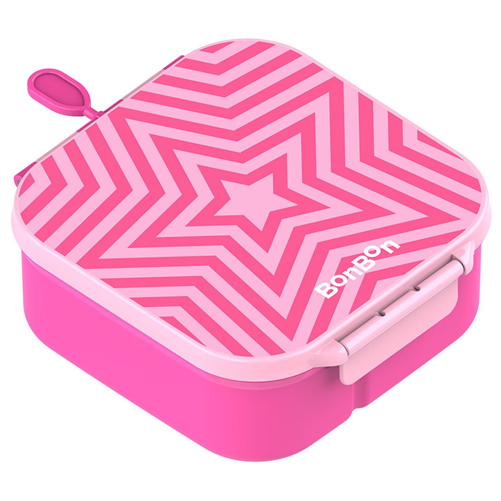 Bonbon - 3/4-Compartment Star Lunch Box With Insulated Food Jar - And Steel Water Bottle With Straw Lid - 750 ml - Pink