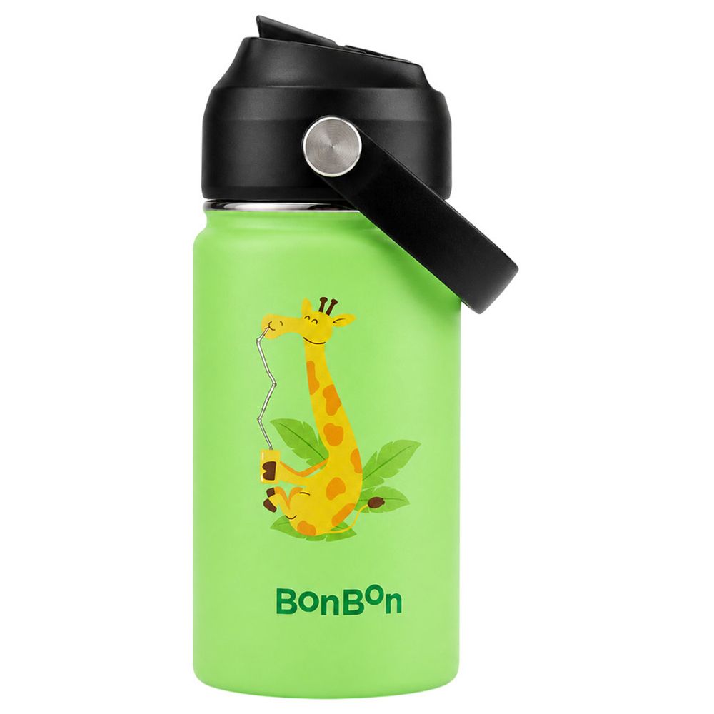 Bonbon - Stainless Steel Water Bottle - 350 ml And 3-Compartment Lunch Box - Giraffe