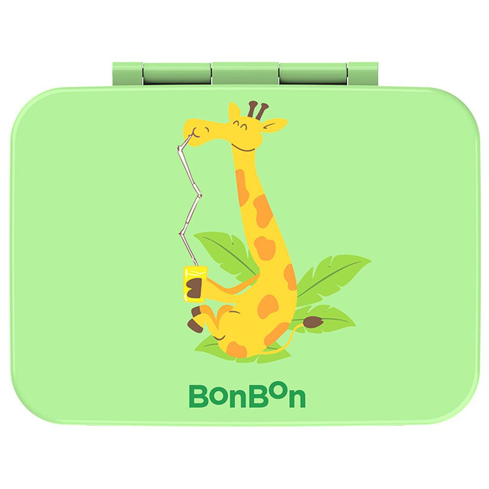 Bonbon - Stainless Steel Water Bottle - 350 ml And 3-Compartment Lunch Box - Giraffe