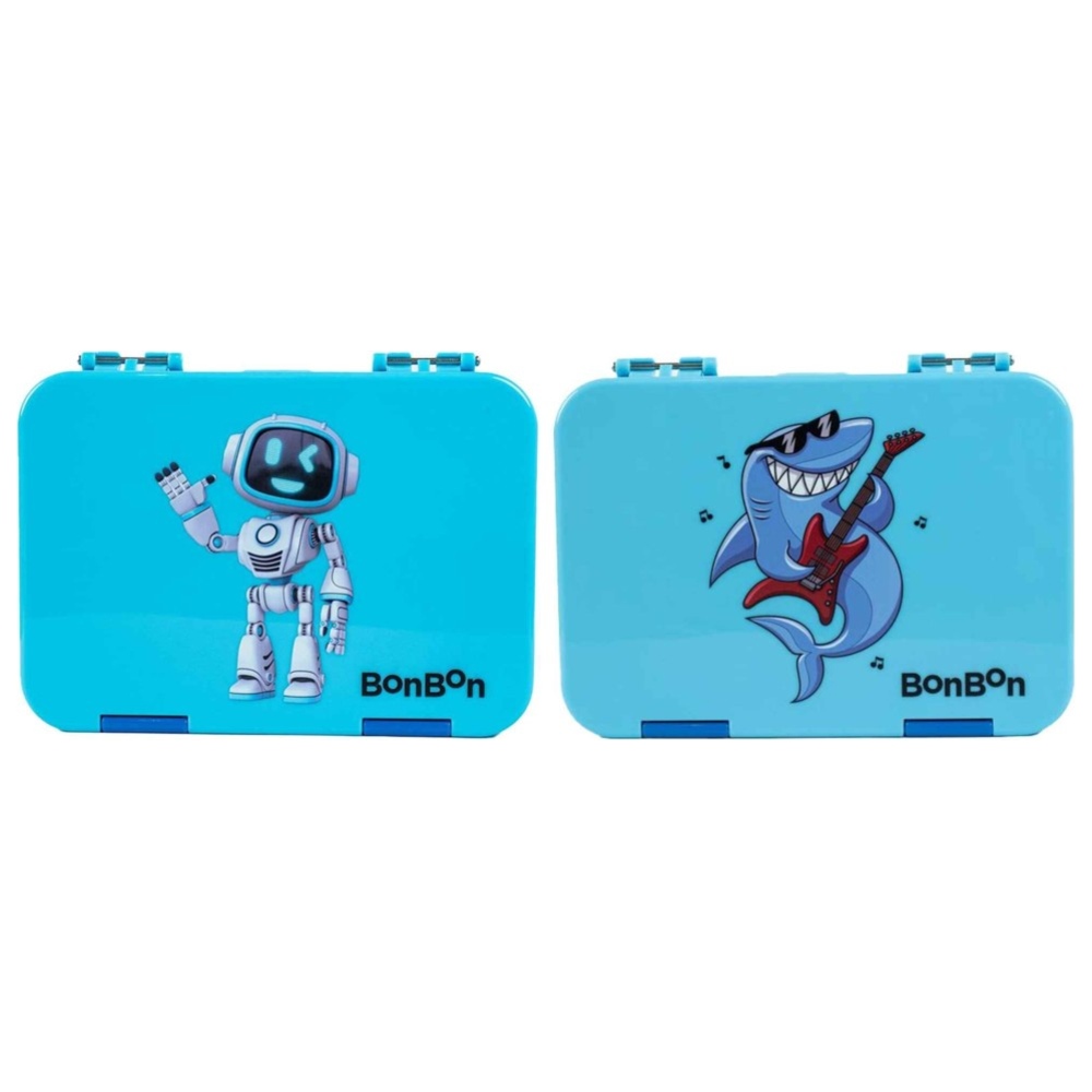 BonBon - Prime 4-6 Compartment Leakproof Lunchbox - Shark Rock And Friendly Robot