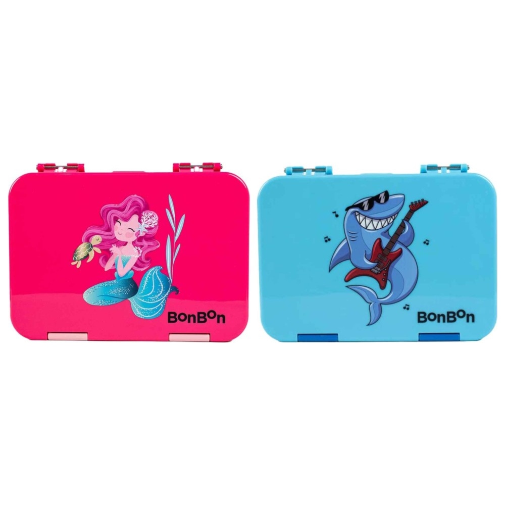 BonBon - Prime 4-6 Compartment Leakproof Lunchbox - Shark Rock And Mermaid