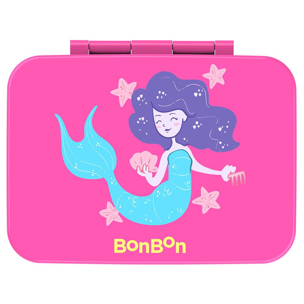 Bonbon - Stainless Steel Water Bottle - 350 ml And 3-Compartment Lunch Box - Mermaid